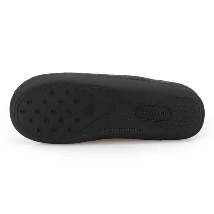Isotoner® Mens Felt Full Back Slipper With Pull  Toggle Black Extra Image 5